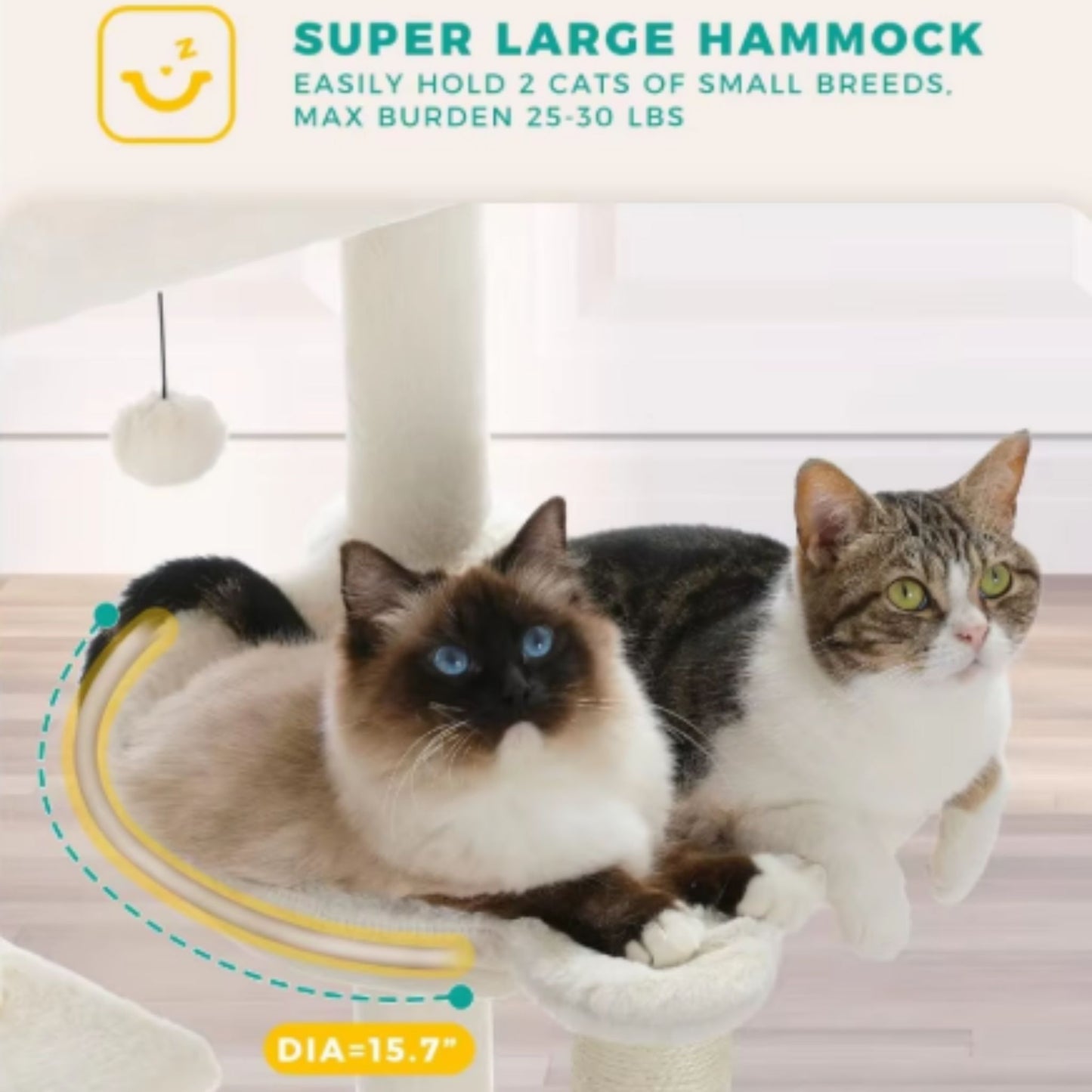 46.1" Beige Modern Cat Tower Wood Large Hammock Litter Box Enclosure - TrendyPet's Zone