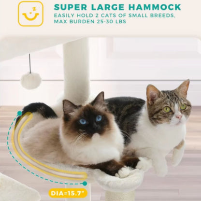 46.1" Beige Modern Cat Tower Wood Large Hammock Litter Box Enclosure - TrendyPet's Zone