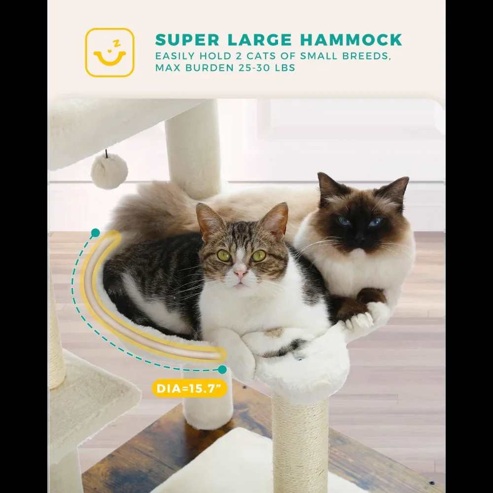 46.1" Brown Modern Cat Tower Wood Large Hammock Litter Box Enclosure - TrendyPet's Zone