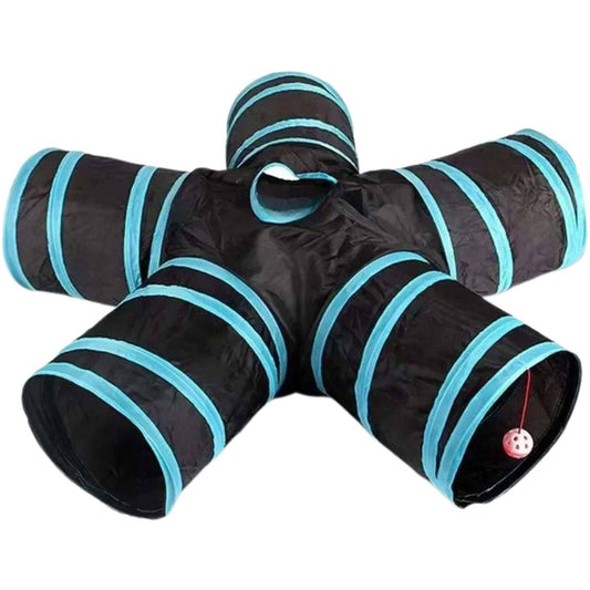 5-Way Type Cat Kitten Play Tunnel Foldable with Crinkle Playing Toy for Cats - TrendyPet's Zone