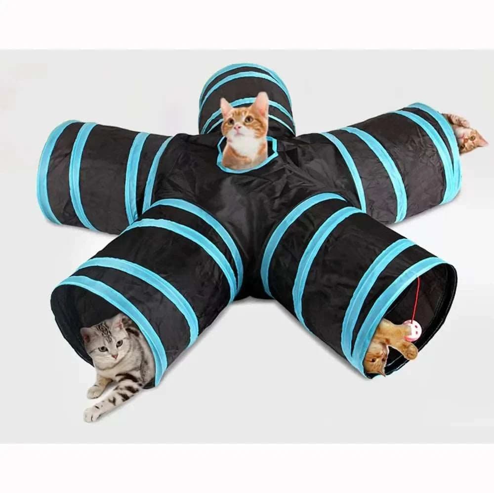 5-Way Type Cat Kitten Play Tunnel Foldable with Crinkle Playing Toy for Cats - TrendyPet's Zone