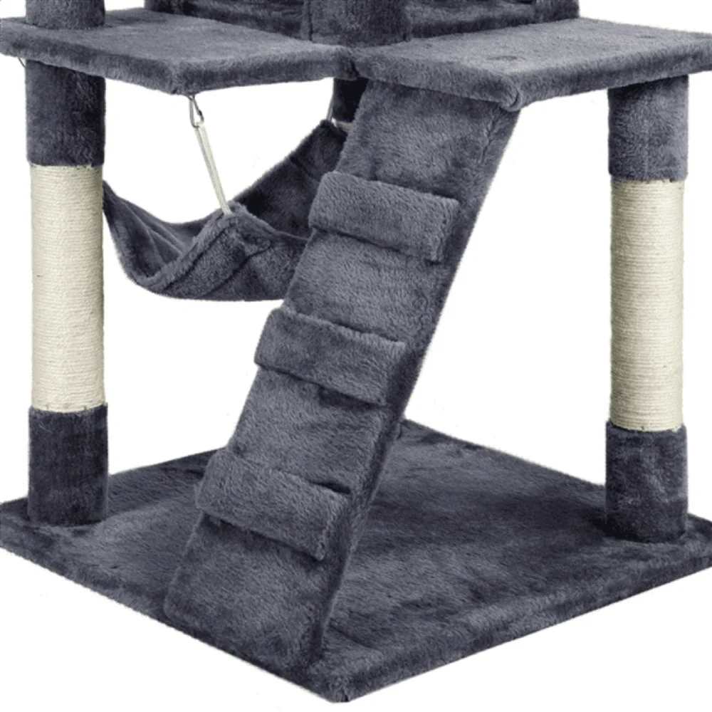 51" Dark Gray Cat Tree with Hammock and Scratching Post Tower House Scratcher - TrendyPet's Zone