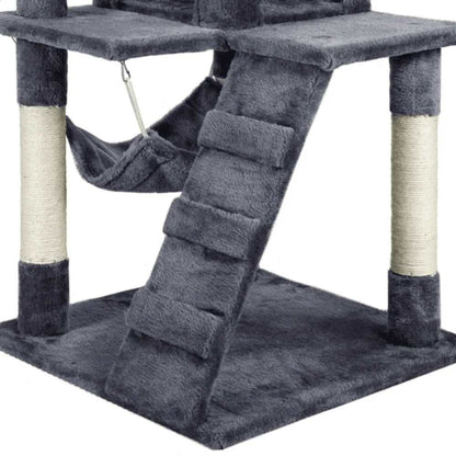 51" Dark Gray Cat Tree with Hammock and Scratching Post Tower House Scratcher - TrendyPet's Zone