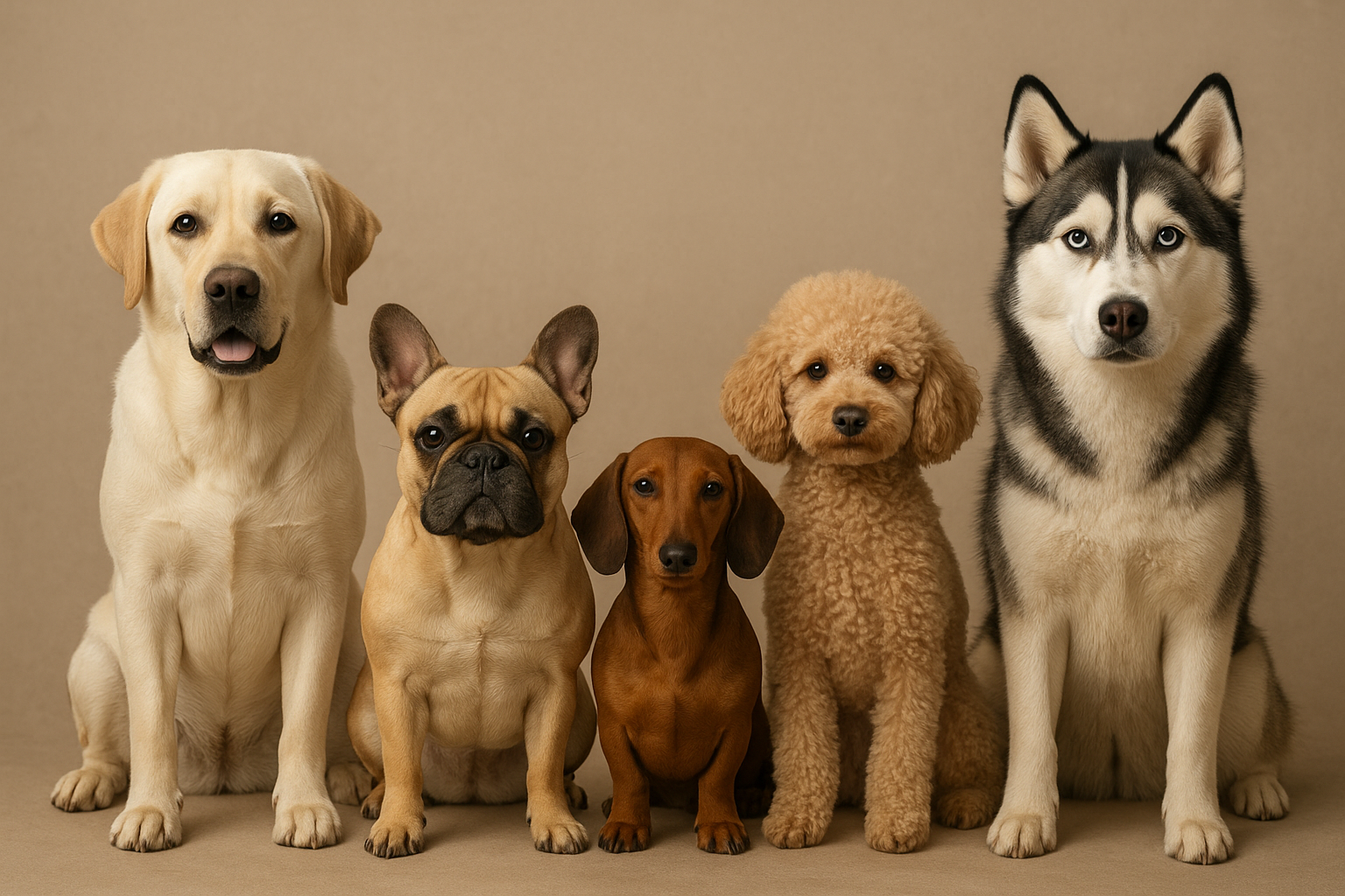 5 dogs breed sitting together TrendyPet's Zone