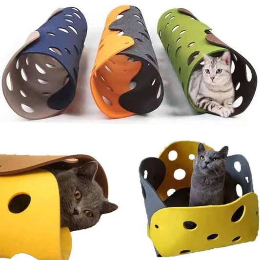 5mm Thick Splicing Cat Toy Felt Nest Deformable Kitten Tunnel Collapsible Tube House Tunnel Interactive Pet - TrendyPet's Zone