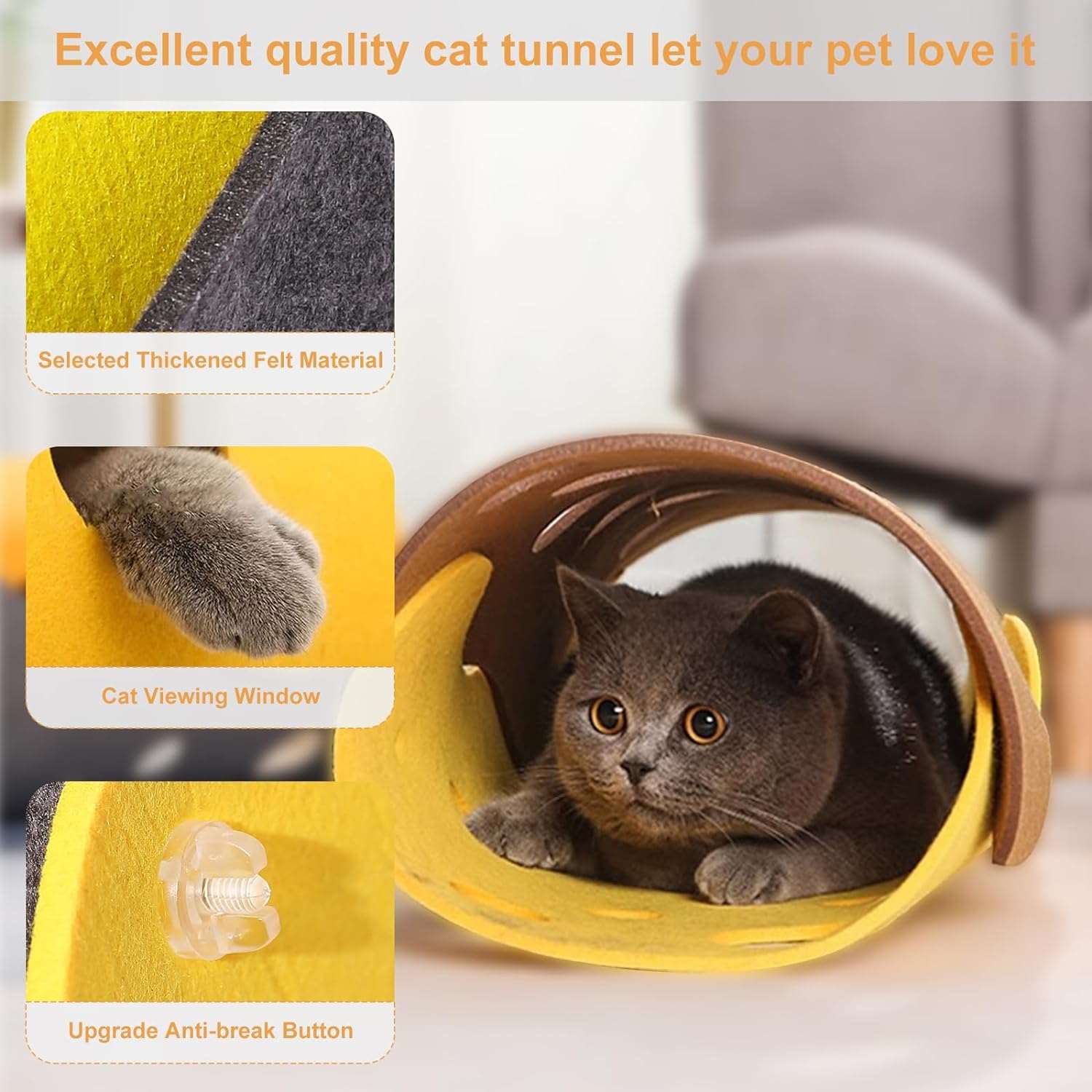 5mm Thick Splicing Cat Toy Felt Nest Deformable Kitten Tunnel Collapsible Tube House Tunnel Interactive Pet - TrendyPet's Zone