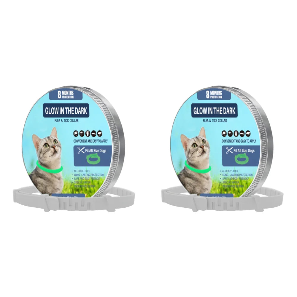 TrendyPet's Zone 8-month flea and tick collar for cats, waterproof, adjustable, glow-in-the-dark pest protection.