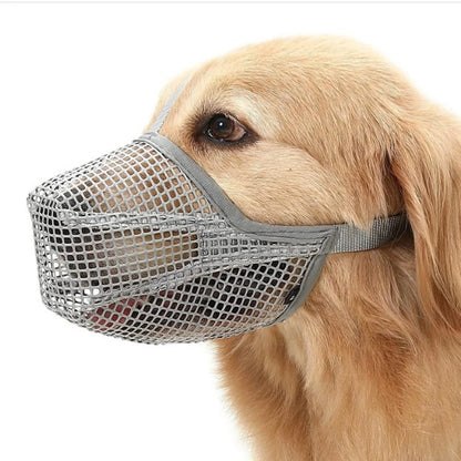 Adjustable Breathable Grey Dog Mesh Muzzle Anti-Barking Accessory - TrendyPet's Zone