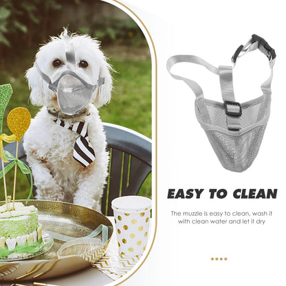 Adjustable Breathable Grey Dog Mesh Muzzle Anti-Barking Accessory - TrendyPet's Zone