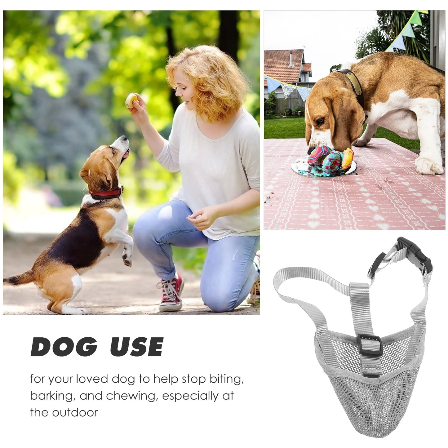 Adjustable Breathable Grey Dog Mesh Muzzle Anti-Barking Accessory - TrendyPet's Zone