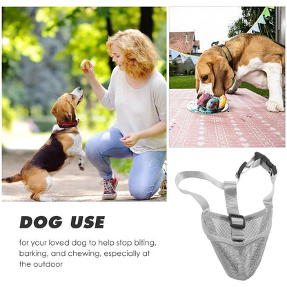 Adjustable Breathable Grey Dog Mesh Muzzle Anti-Barking Accessory - TrendyPet's Zone