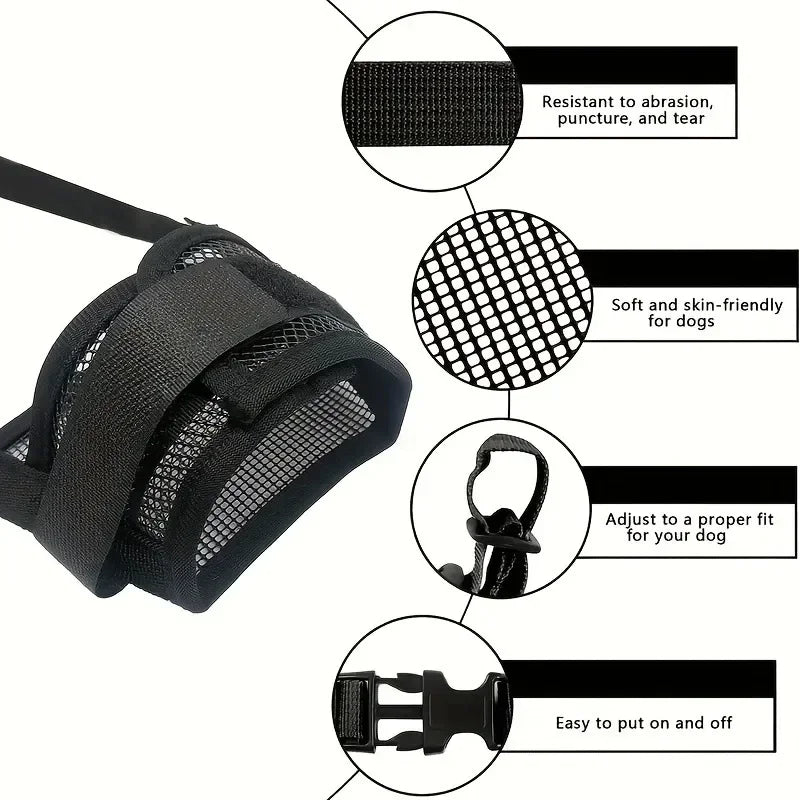 Anti-Bark Dog Muzzle Comfortable Mesh Design for All Breeds - TrendyPet's Zone