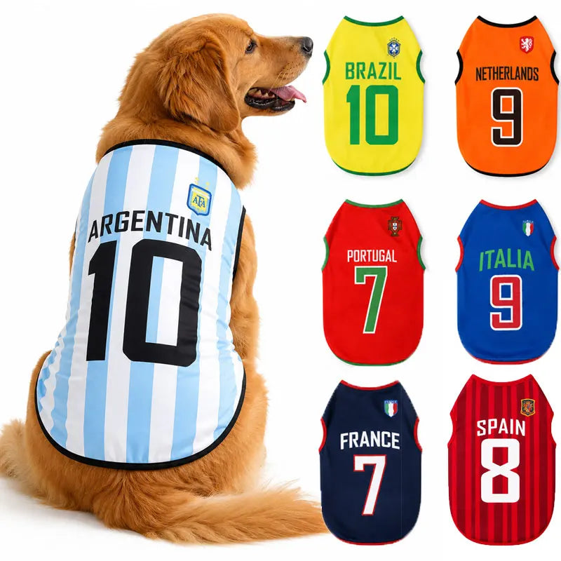 Argentine-themed dog sport jersey T-shirt by TrendyPet's Zone, summer puppy apparel with basketball-inspired design.