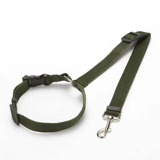 ArmyGreen Solid Color Two-in-one Pet Car Seat Belt Nylon Lead Leash Backseat Safety Belt Adjustable Dogs Harness Collar Pet Accessories - TrendyPet's Zone
