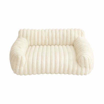 Beige Cat Sofa Bed – Soft Polyester Striped Pet Bed, Breathable All-Season Cozy Couch for Small to Medium Cats TrendyPet's Zone
