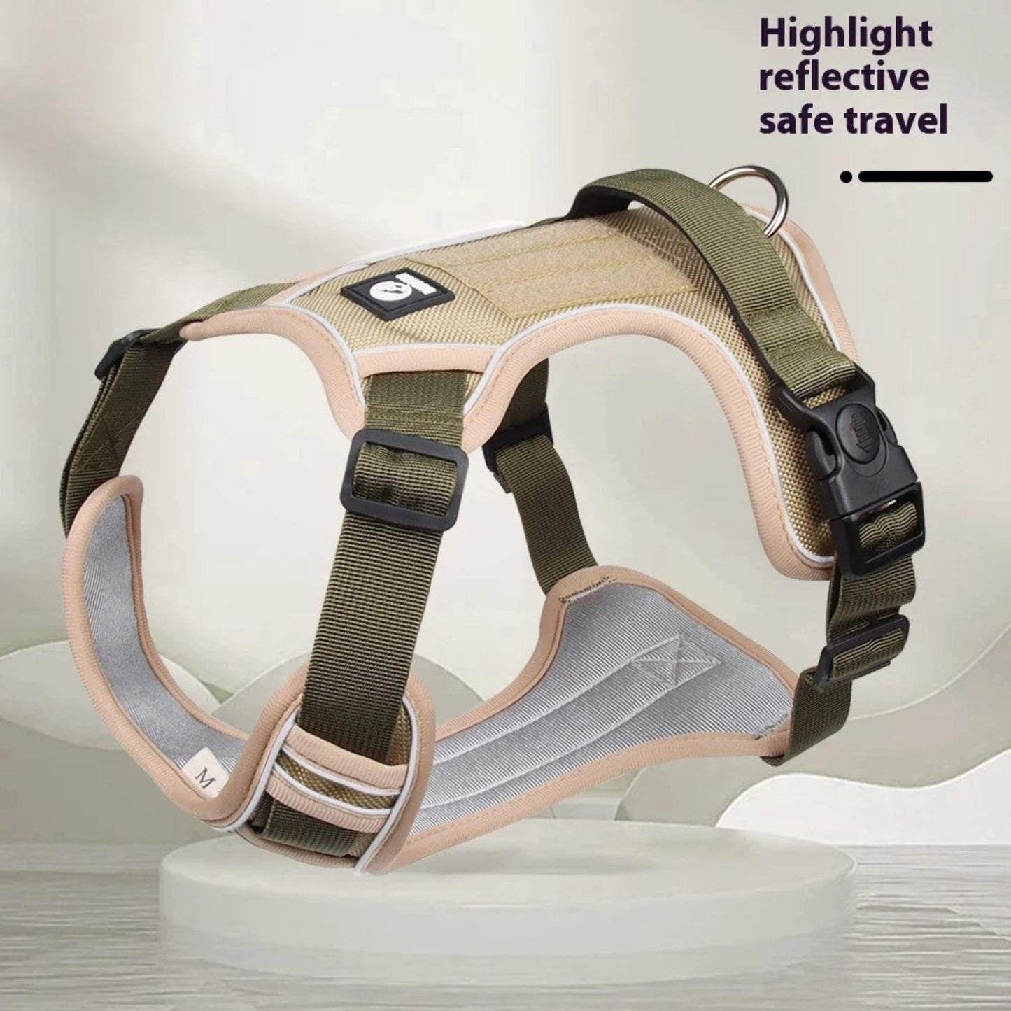Beige Adjustable Tactical Dog Harness with a Handle No Pull TrendyPet's Zone