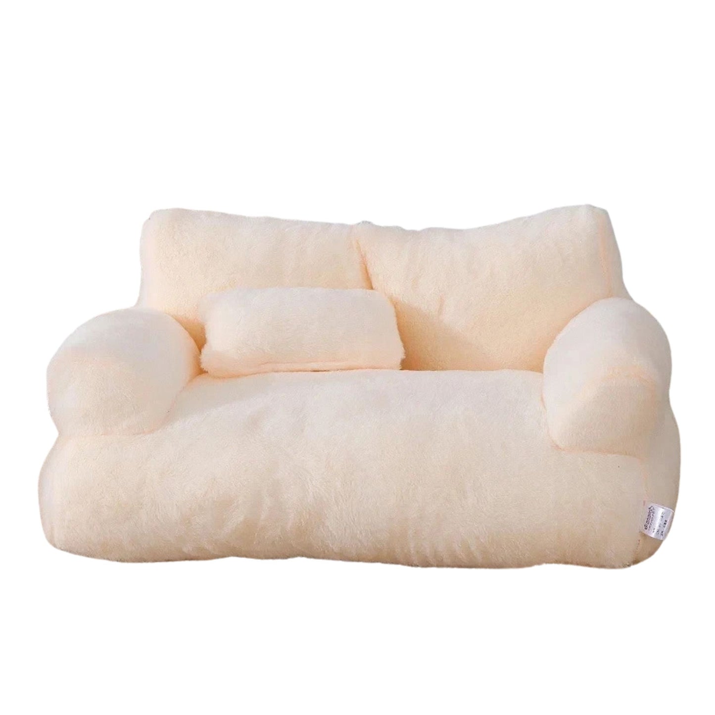 Beige Luxury Cat Bed Couch Plush Winter Warm Pet Nest - TrendyPet's Zone