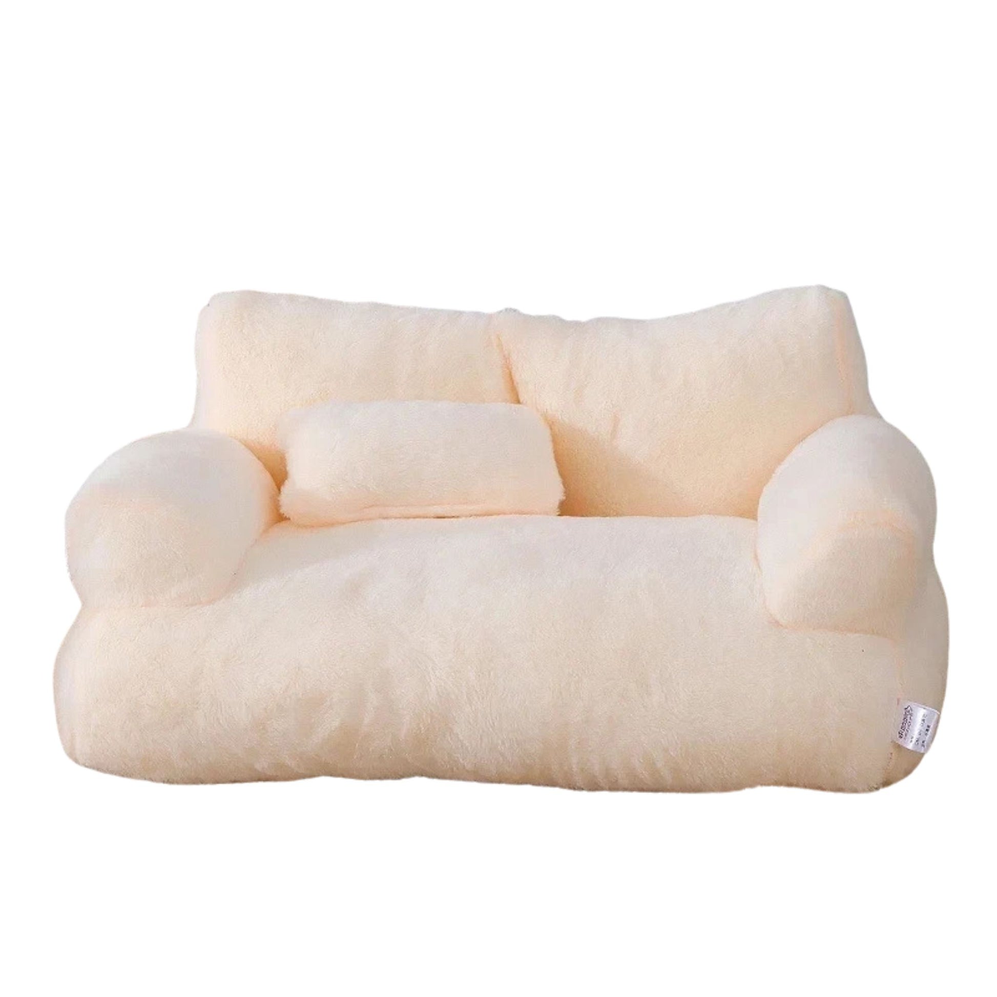 Beige Luxury Cat Bed Couch Plush Winter Warm Pet Nest - TrendyPet's Zone