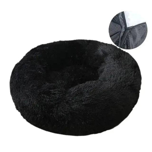 Black Detachable Dog & Cat Bed With Zipper Round Mat Thicken Plush TRENDYPET'S ZONE