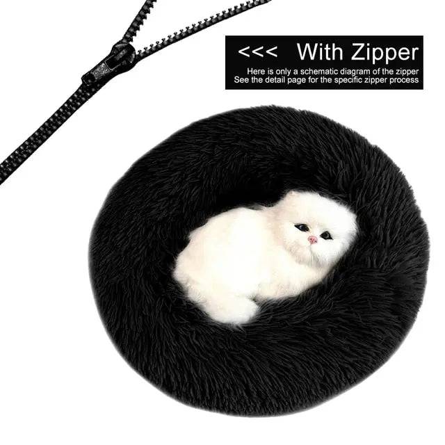 Black Detachable Dog & Cat Bed With Zipper Round Mat Thicken Plush TRENDYPET'S ZONE