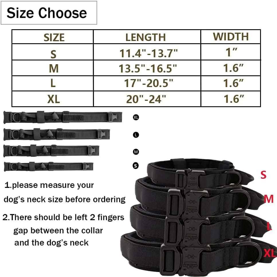 Black Durable Tactical Dog Collar Leash Set Military Pet Collars Heavy Duty For Dogs Training Accessories - TrendyPet's Zone