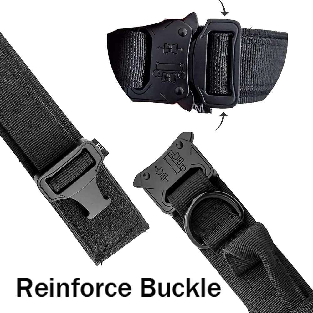Black Durable Tactical Dog Collar Leash Set Military Pet Collars Heavy Duty For Dogs Training Accessories - TrendyPet's Zone