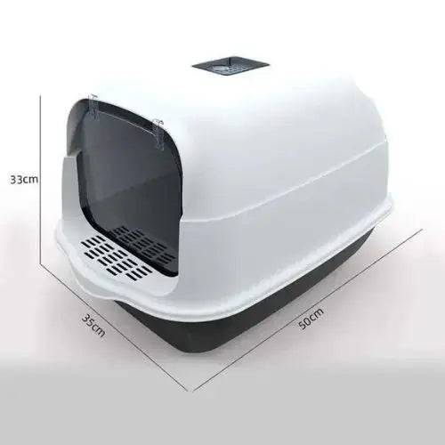 Black Fully Enclosed - Semi-sealed Pet Cat Litter Box Anti-Splash Deodorant Cat Toilet Two-Way Litter Tray with Shovel Litter Tray TRENDYPET'S ZONE