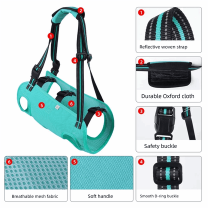 Black Portable Dog Lift Harness with Adjustable Strap & Soft Lining TrendyPet's Zone