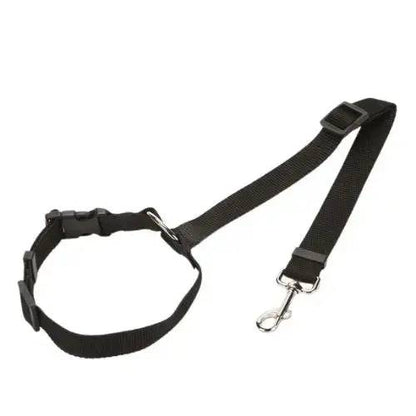 Black Solid Color Two-in-one Pet Car Seat Belt Nylon Lead Leash Backseat Safety Belt Adjustable Dogs Harness Collar Pet Accessories - TrendyPet's Zone