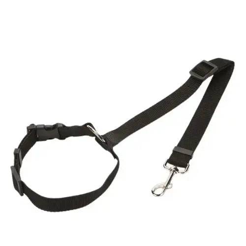 Black Solid Color Two-in-one Pet Car Seat Belt Nylon Lead Leash Backseat Safety Belt Adjustable Dogs Harness Collar Pet Accessories - TrendyPet's Zone