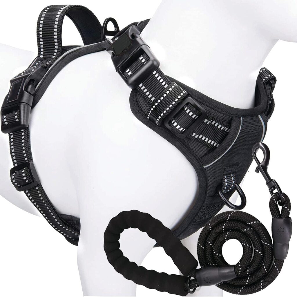 Black No-Pull Dog Adjustable Harness with Easy Control Handle - TrendyPet's Zone