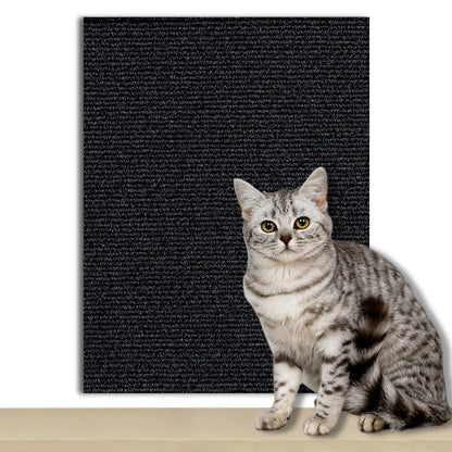 Black durable cat scratch mat by TrendyPet's Zone, trimmable and self-adhesive, designed to protect furniture from scratching.