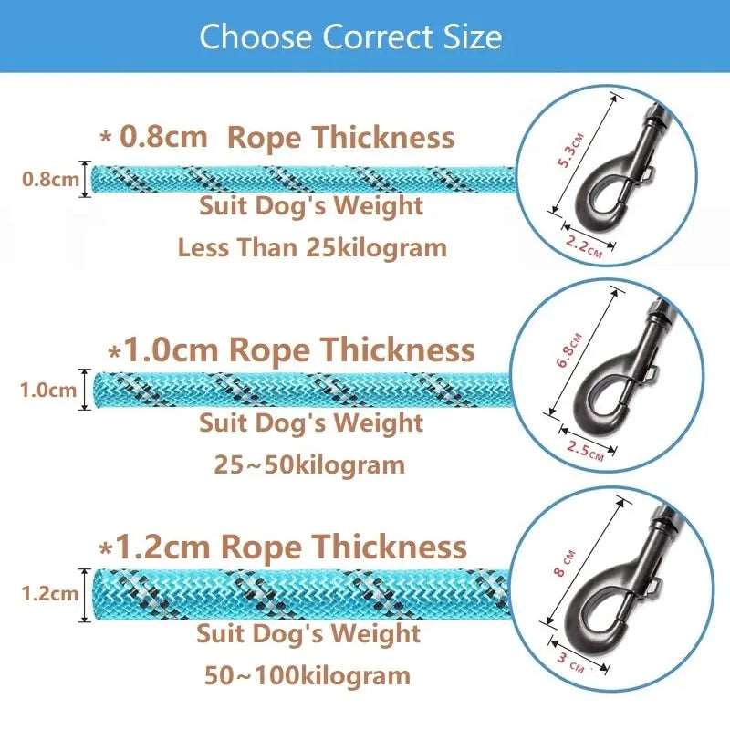 Blue 150/200/300cm Strong Pet Reflective Leash For Big Small Medium Large Dog Drag Pull Tow - TrendyPet's Zone