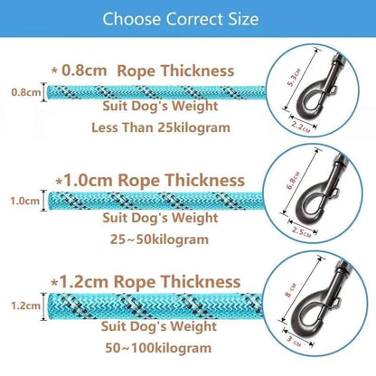 Blue 150/200/300cm Strong Pet Reflective Leash For Big Small Medium Large Dog Drag Pull Tow - TrendyPet's Zone