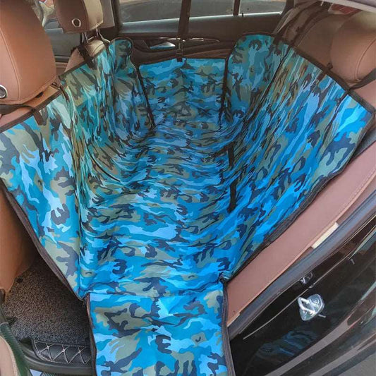 Blue Camouflage Dog Carriers Waterproof Rear Back Pet Dog Car Seat Cover Hammock Protector with Safety Belt Transporting TRENDYPET'S ZONE