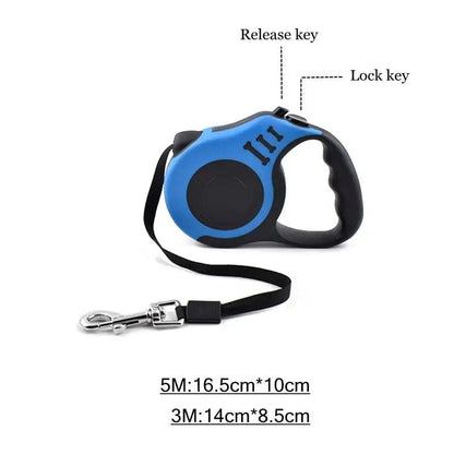 Blue Dog Leash 3m 5m Durable Leash Automatic Retractable Nylon Cat Lead Extension Puppy Walking Running Lead Roulette For Dog - TrendyPet's Zone