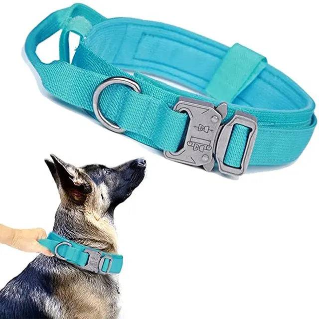 Blue Durable Tactical Dog Collar Leash Set Military Pet Collars Heavy Duty For Dogs Training Accessories - TrendyPet's Zone