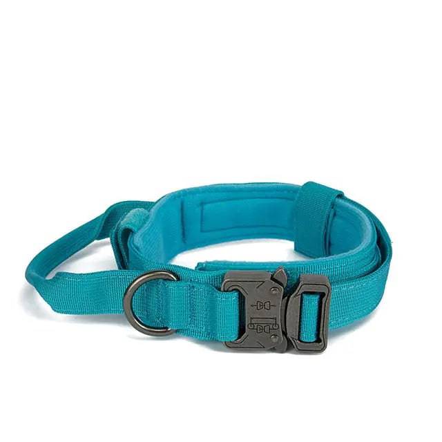 Blue Durable Tactical Dog Collar Leash Set Military Pet Collars Heavy Duty For Dogs Training Accessories - TrendyPet's Zone