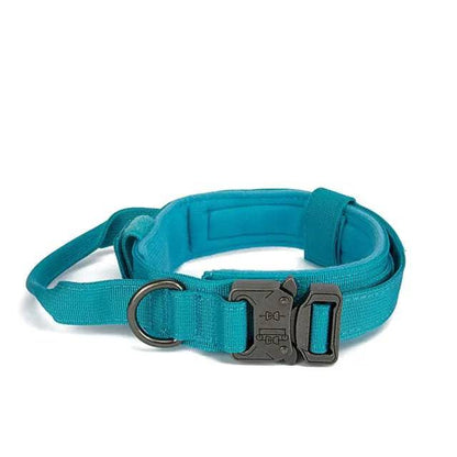 Blue Durable Tactical Dog Collar Leash Set Military Pet Collars Heavy Duty For Dogs Training Accessories - TrendyPet's Zone