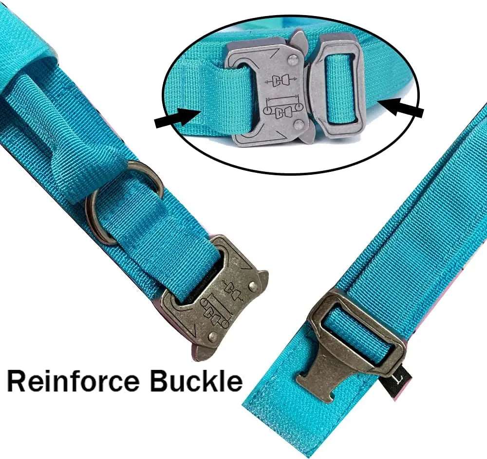 Blue Durable Tactical Dog Collar Leash Set Military Pet Collars Heavy Duty For Dogs Training Accessories - TrendyPet's Zone