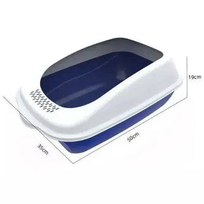 Blue Fully Enclosed - Semi-sealed Pet Cat Litter Box Anti-Splash Deodorant Cat Toilet Two-Way Litter Tray with Shovel Litter Tray - TrendyPet's Zone