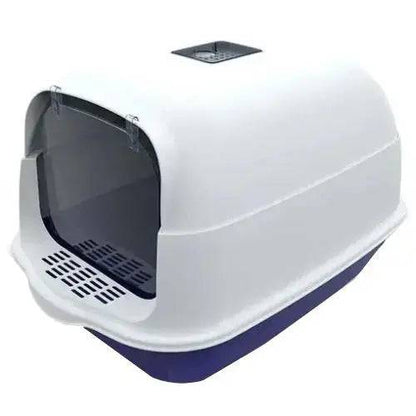 Blue Fully Enclosed - Semi-sealed Pet Cat Litter Box Anti-Splash Deodorant Cat Toilet Two-Way Litter Tray with Shovel Litter Tray - TrendyPet's Zone