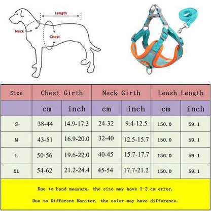Blue Pet Dog Harness and Leash Set Adjustable Puppy Harness Vest Reflective Walking Lead Leash For Small Dogs Chihuahua - TrendyPet's Zone