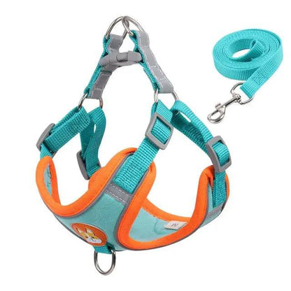 Blue Pet Dog Harness and Leash Set Adjustable Puppy Harness Vest Reflective Walking Lead Leash For Small Dogs Chihuahua - TrendyPet's Zone