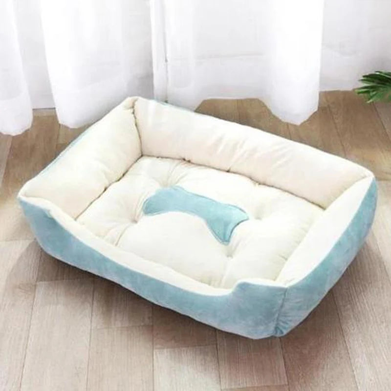Blue Gray soft dog sleeping sofa bed with PP cotton nest, ideal for small to large dogs and puppies, cozy pet kennel mat.
