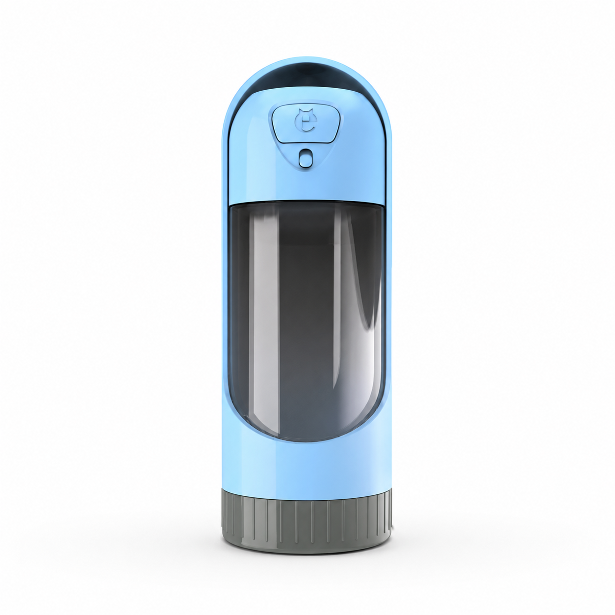 Blue TrendyPet's Zone portable dog water bottle with built-in drinking bowl for small and large dogs, ideal for outdoor walks.