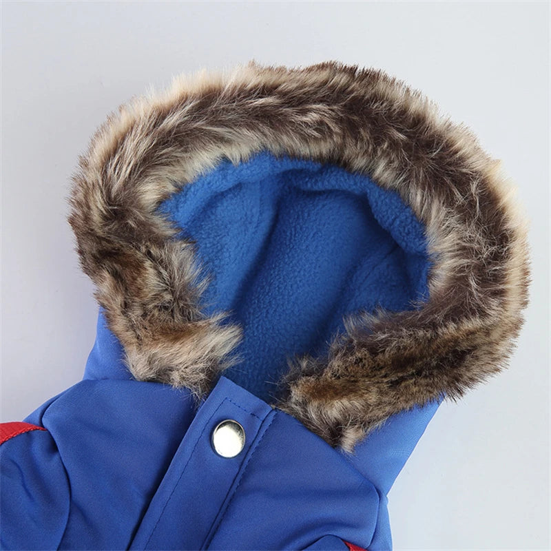 Blue Warm Pet Dog Clothes Winter Jacket Hooded Coat TRENDYPET'S ZONE