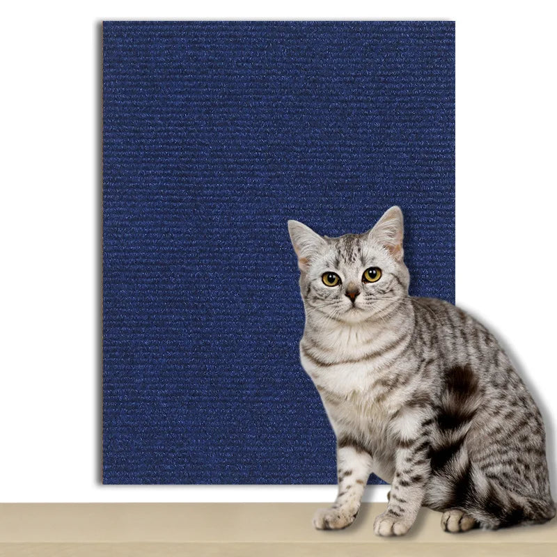 Blue durable cat scratch mat by TrendyPet's Zone, trimmable and self-adhesive, designed to protect furniture from scratching.
