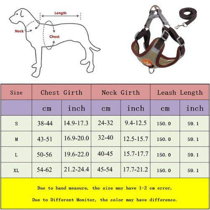 Brown Pet Dog Harness and Leash Set Adjustable Puppy Harness Vest Reflective Walking Lead Leash For Small Dogs Chihuahua - TrendyPet's Zone