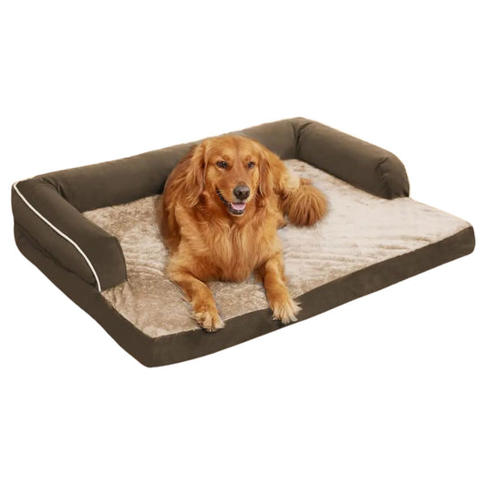 Brown Memory Foam Orthopedic Dogs Beds with Bolsters, Removable Washable Cover, Nonskid Bottom, Size 45.0" x 35.0" x 8.0" TrendyPet's Zone